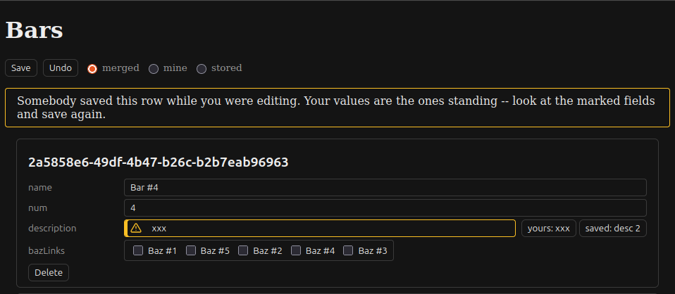 Conflict warning